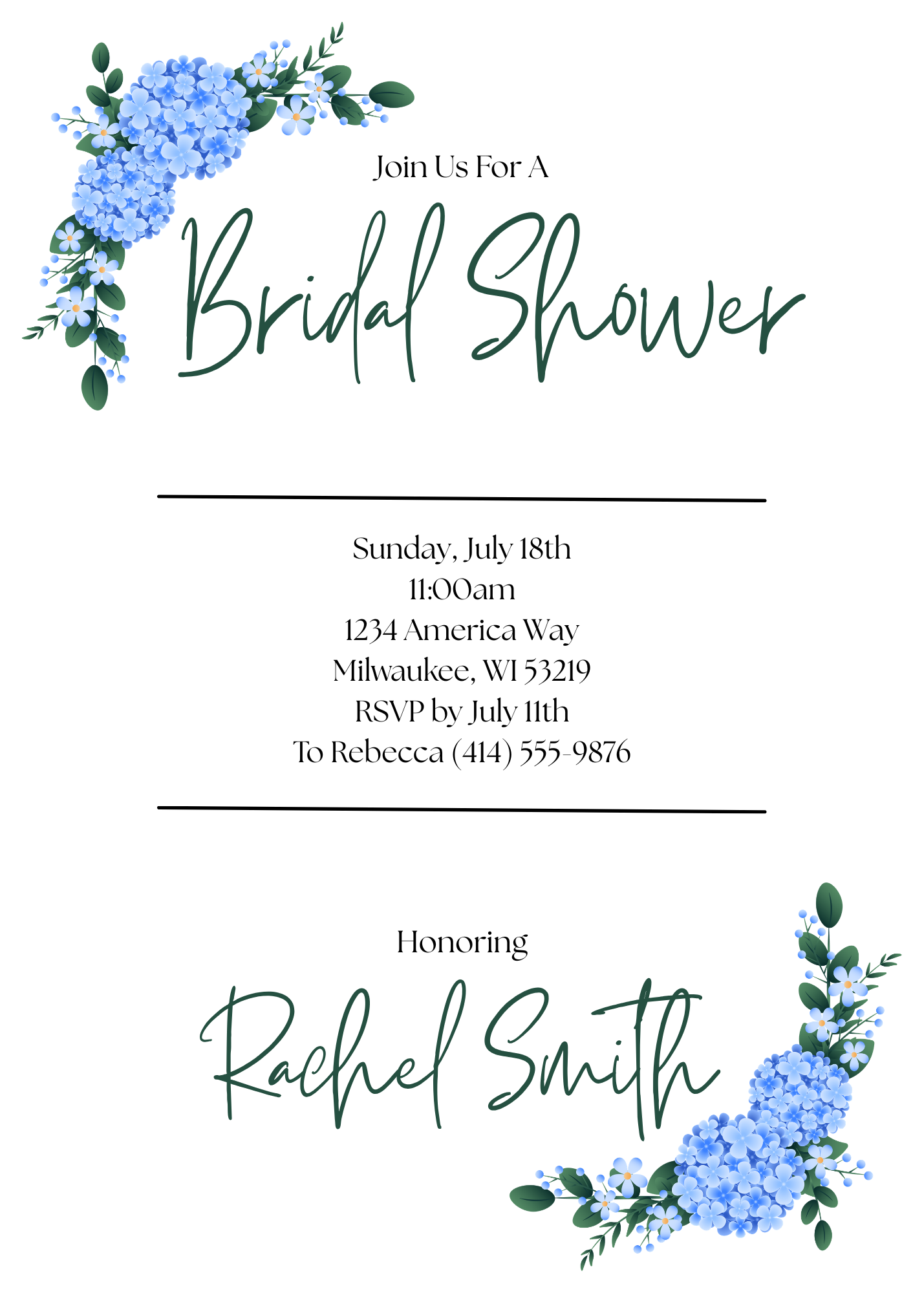 Blue Floral Bridal Shower