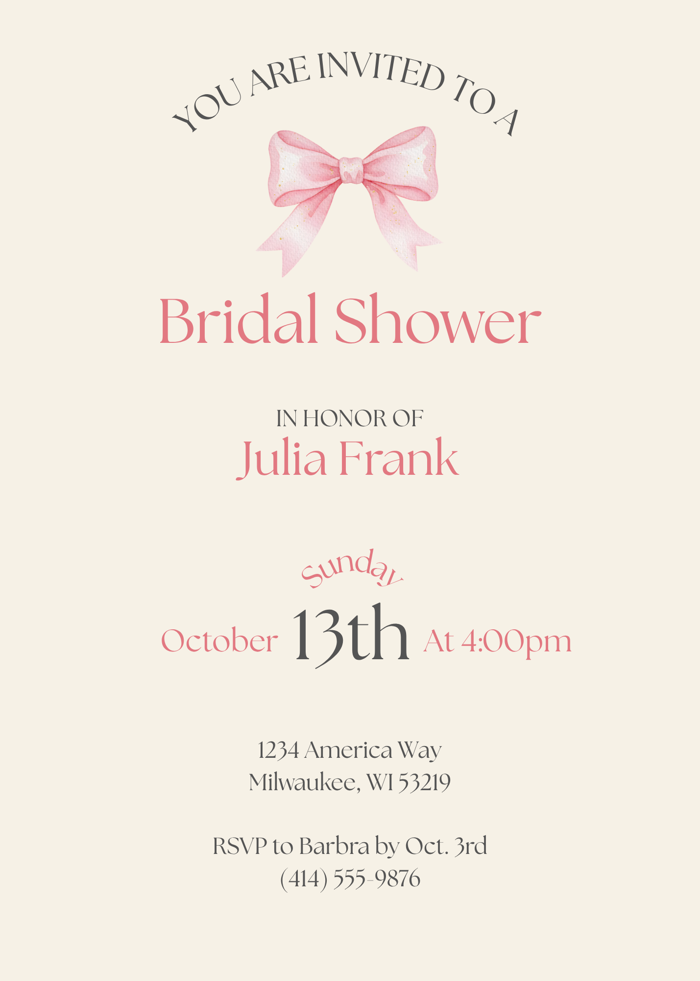 Pink Bow Bridal