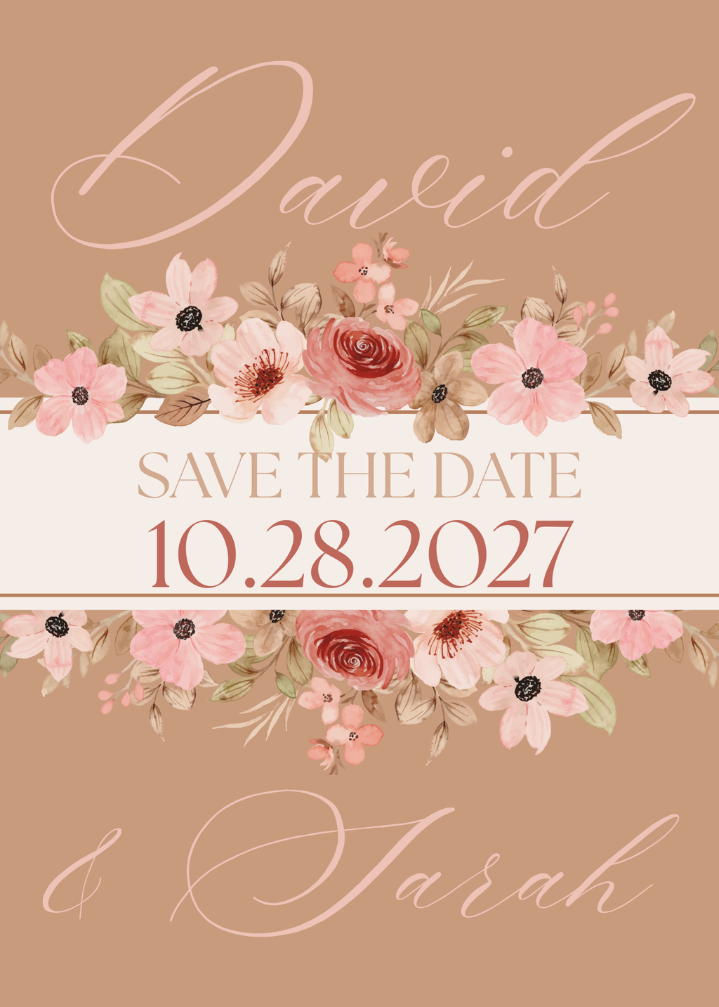 Brown and Floral Save the Date