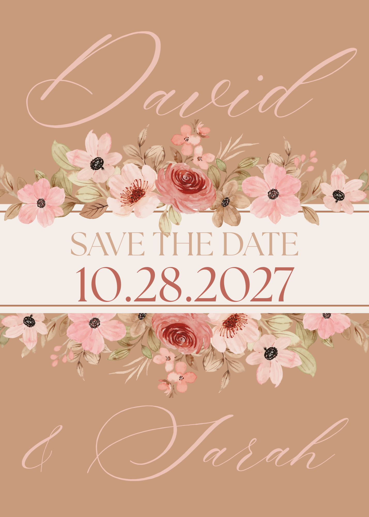 Brown and Floral Save the Date