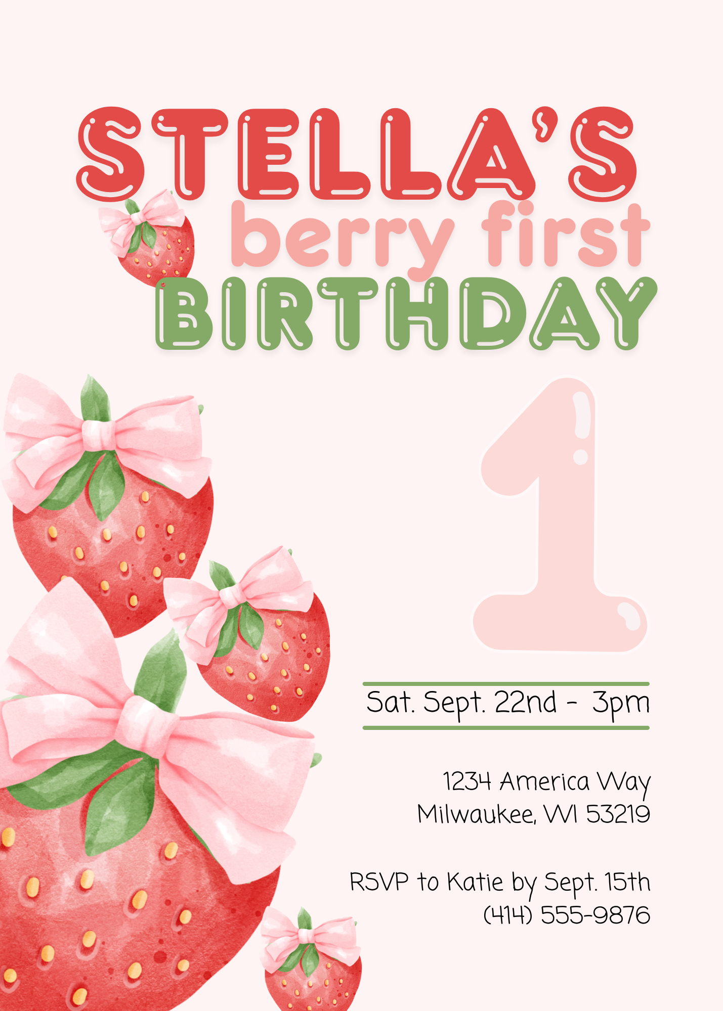 Berry First Birthday Invitation