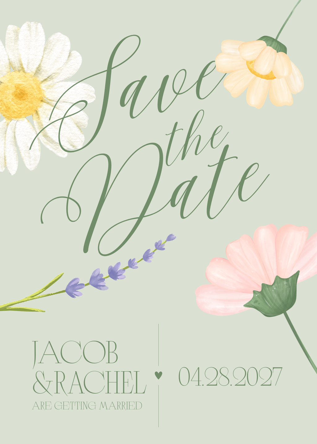 Green and Floral Save the Date