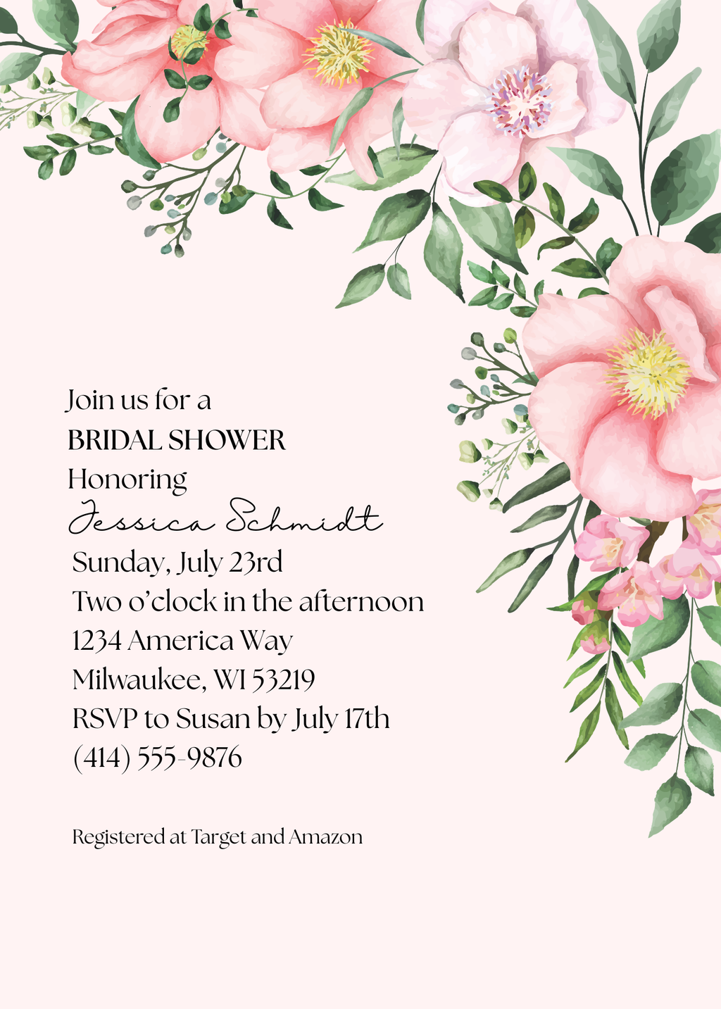 Pink Floral Bridal Shower
