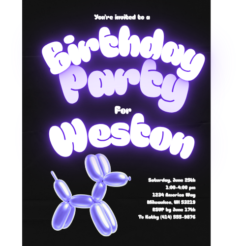 Neon Balloon Dog Birthday