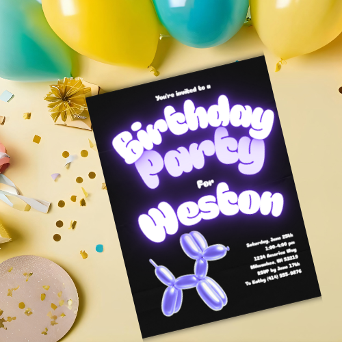 Neon Balloon Dog Birthday