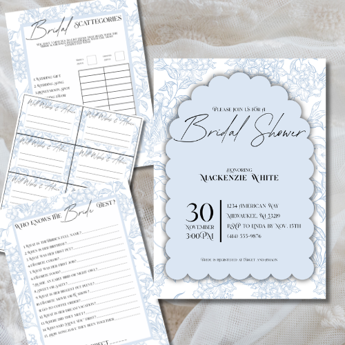 Blue Floral Bridal Shower BUNDLE!