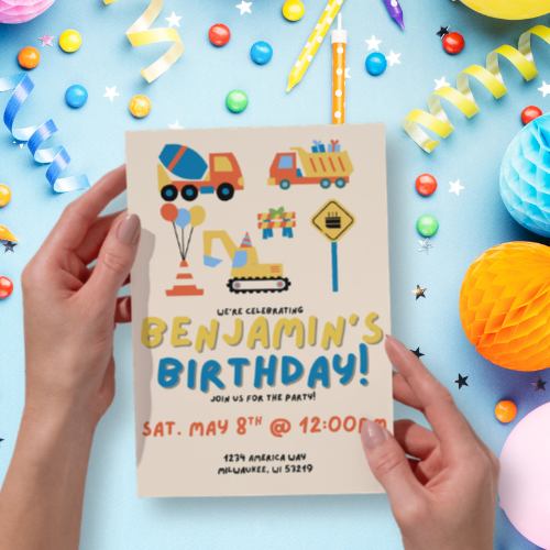Construction Birthday Invitation