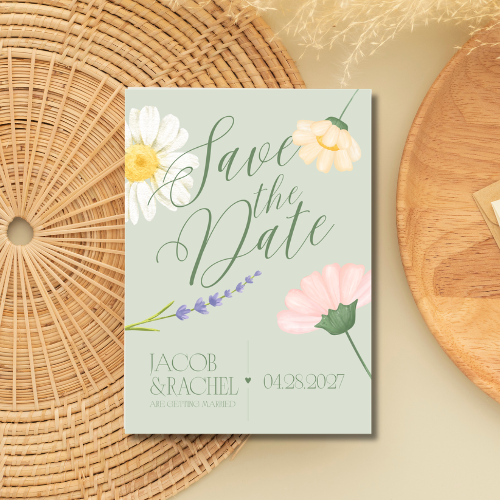 Green and Floral Save the Date